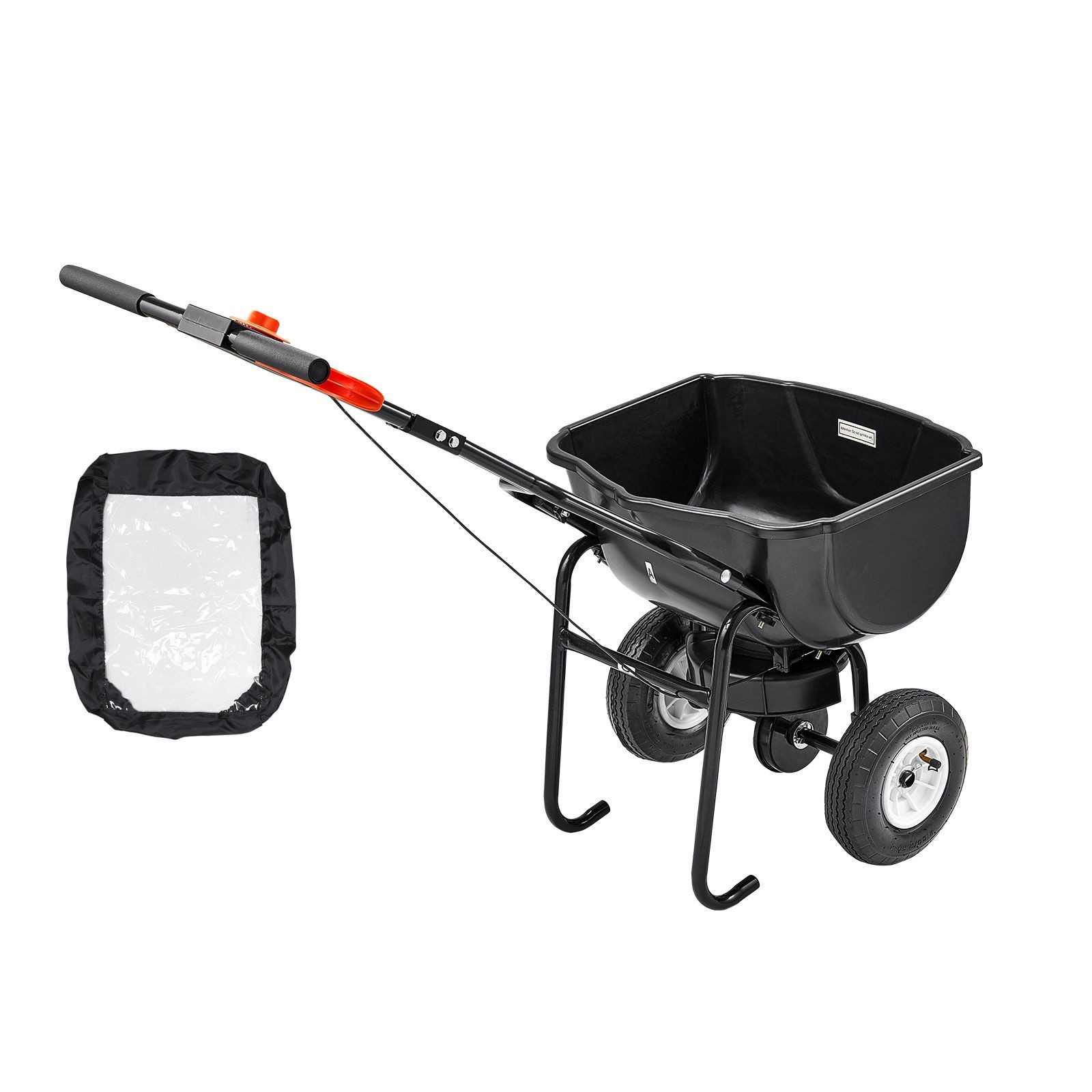 60lb Walk-Behind Spreader 0-9.8ft Coverage 8in Pneumatic Tires