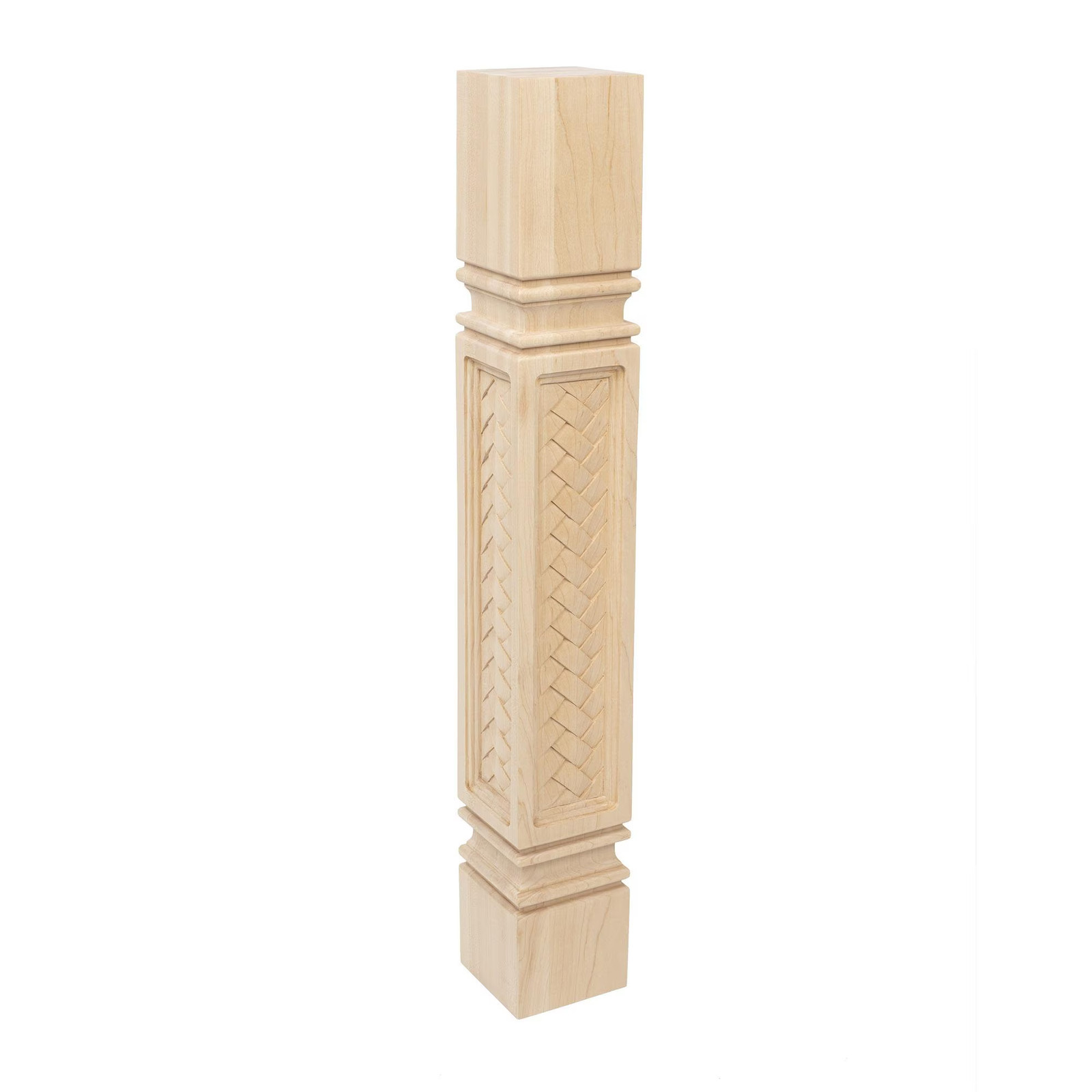 Outwater 35-1/4"H x 5"W x 5"D Unfinished Maple Mission Weave Island Leg