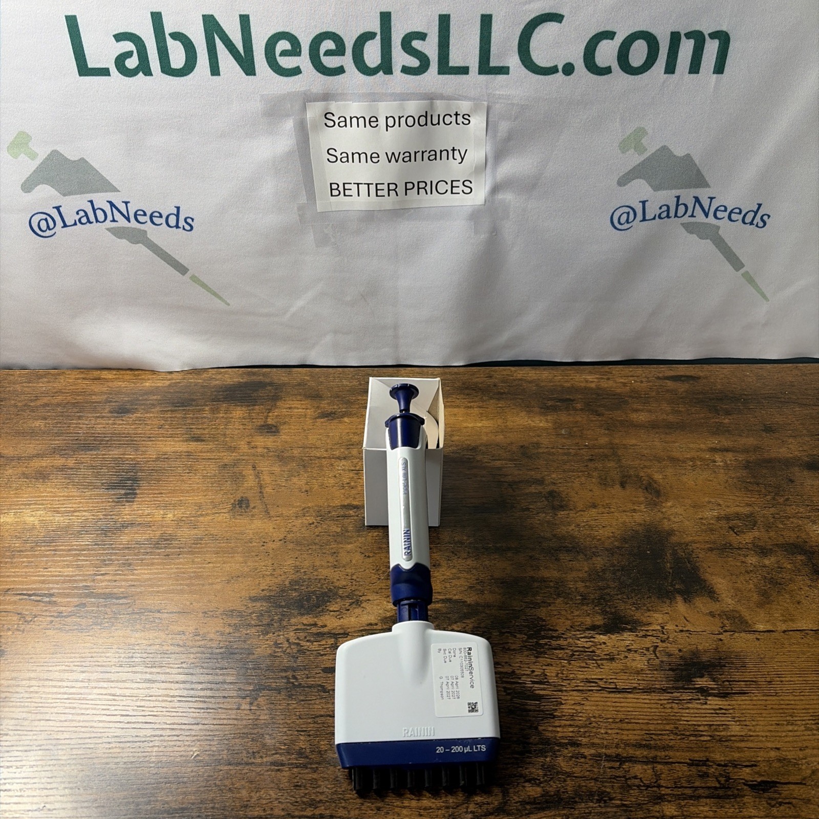 Calibrated RAININ L-200 8 CHANNEL PIPETTE L8-200XLS+ XLS 200 uL LTS 17013805