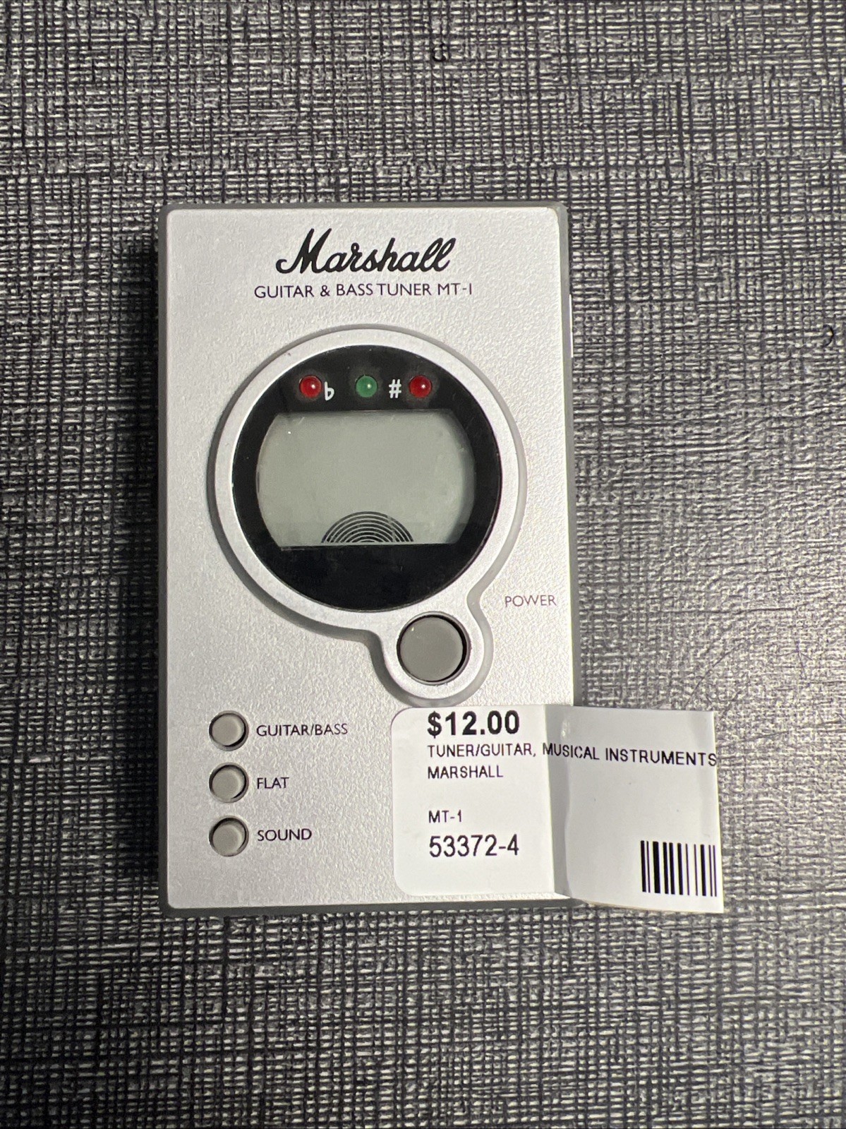Marshall Guitar & Bass Tuner MT-1, Compact Design, Tune Up To 5 Semitones Flat,