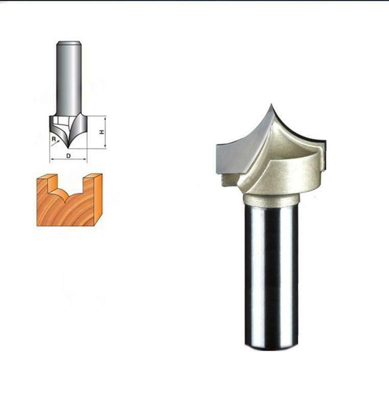 1/4" x 1/2" Tapered Router Bit Trimming Line Chamfering Arc 6.35mm x 12.7mm