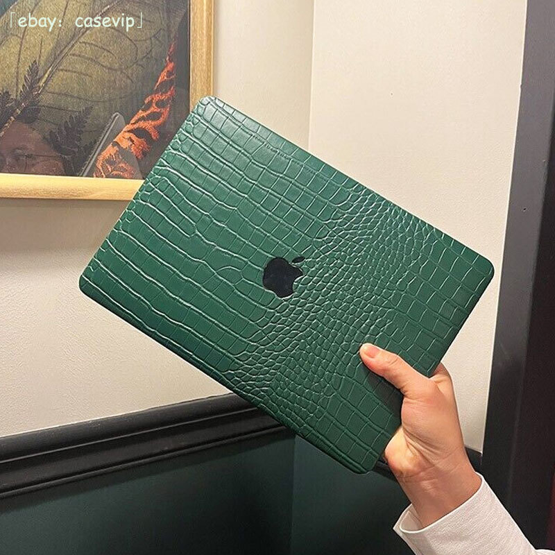 Crocodile Dark Green PU Leather Case For Macbook M5 Air 13 15 Pro 14 16 12 11 in