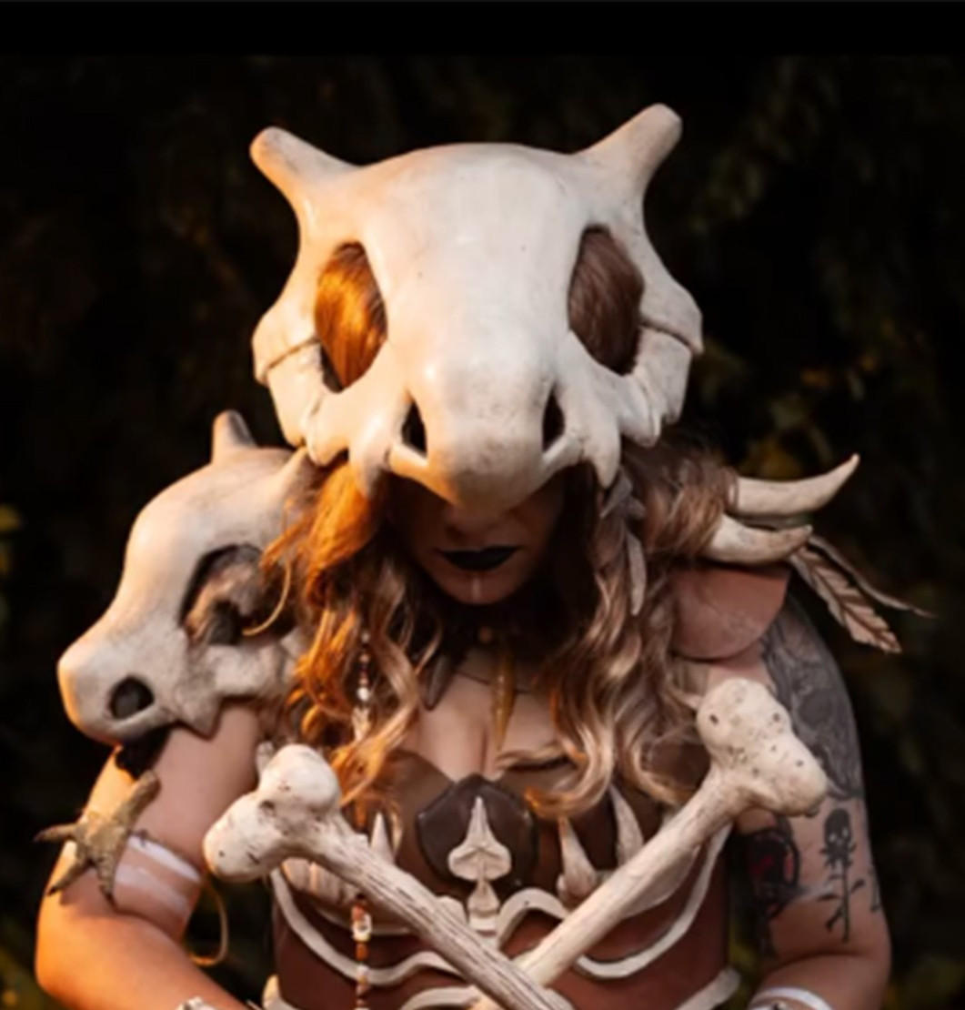 Wearable Halloween Cubone Helmet - Anime Dinosaur Bone Skull Halloween Cosplay