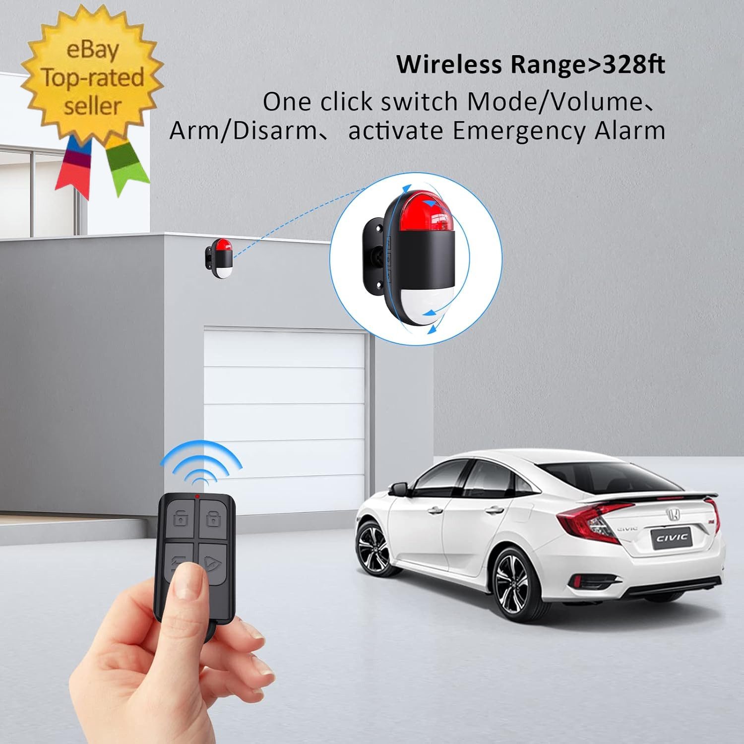 Wireless Motion Sensor Alarm Indoor:Battery Operated Detector with Siren | Motio
