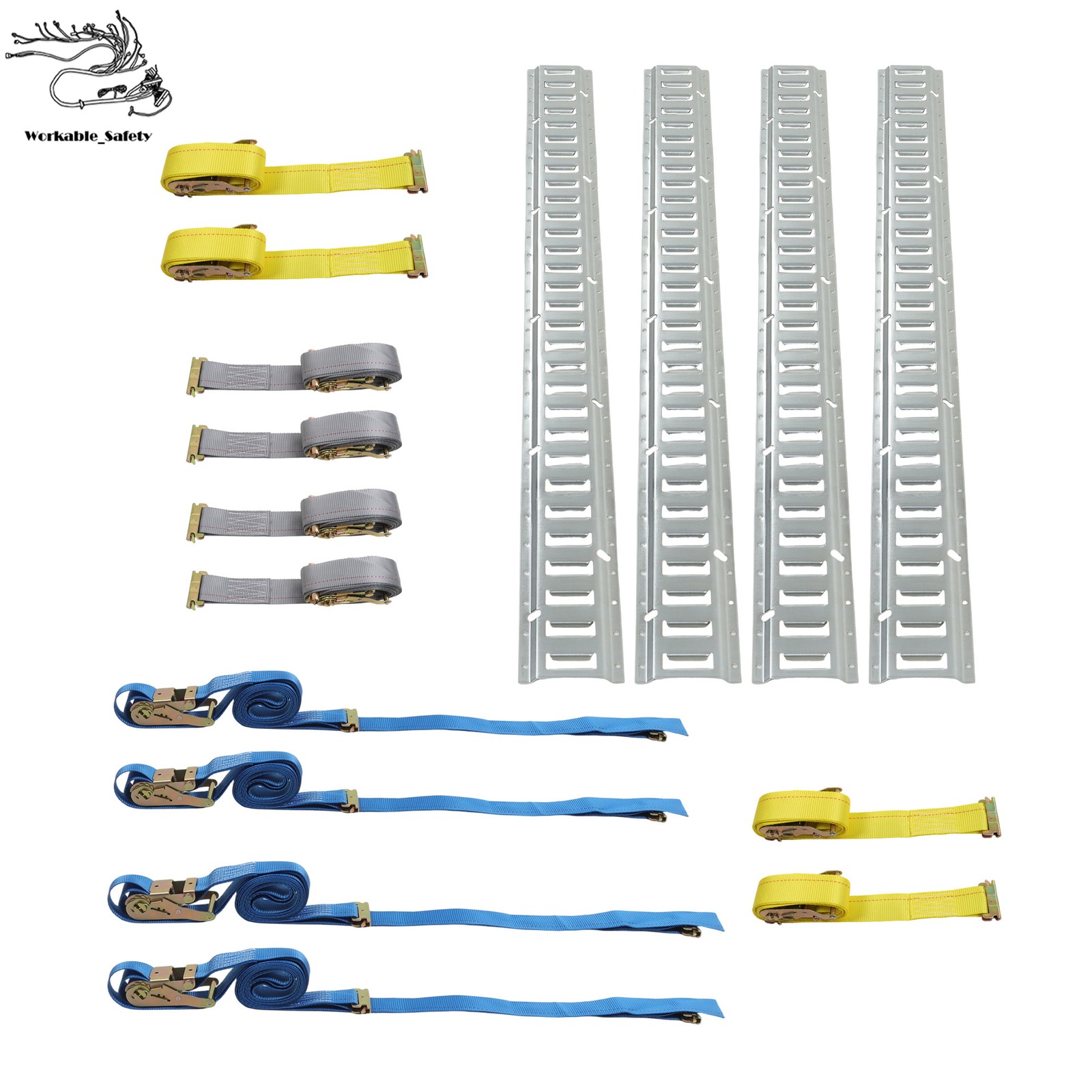 Silver 16 Pack 5 Foot E Track Rails Zinc Plated Steel For Cargo Trailer Tie Down