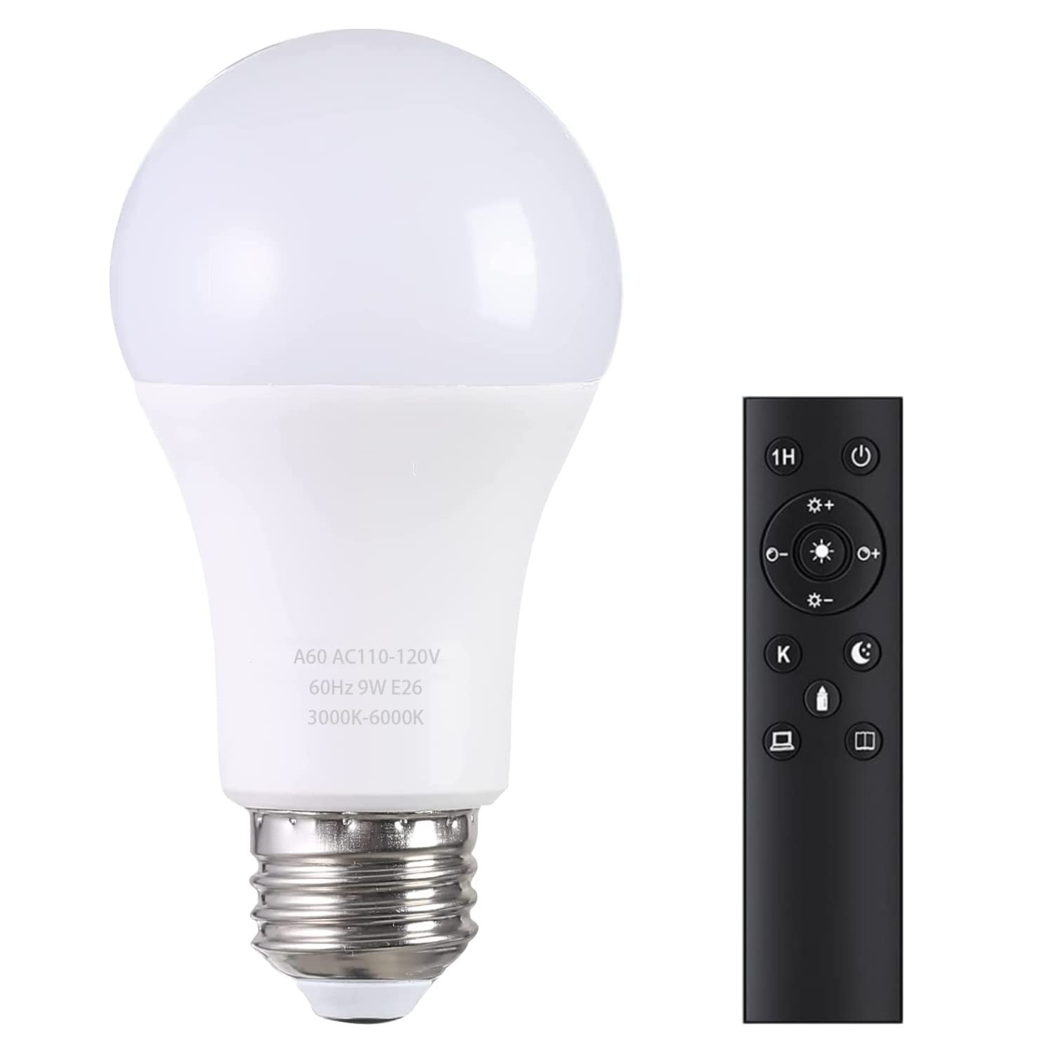 A19 LED Light Bulbs with Remote Control, 800LM 9W, 60W Equivalent LED Bulbs,S...