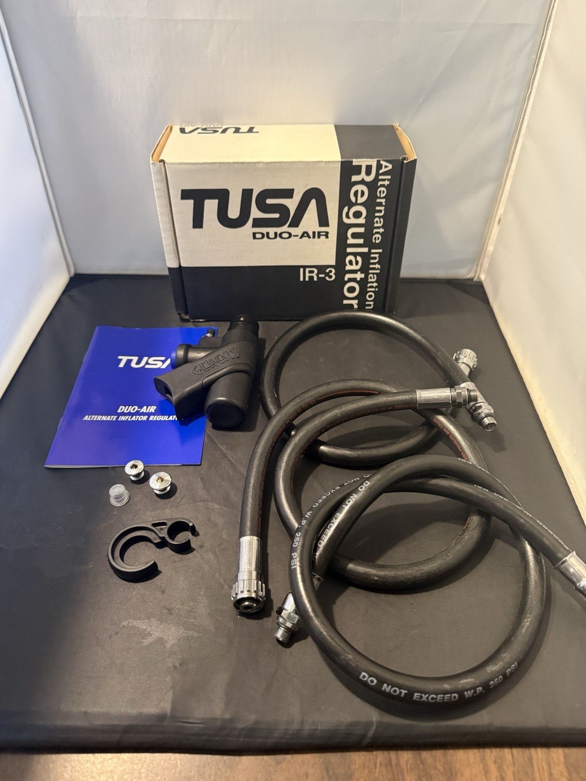 New Tusa Duo Air Alternate Air Source Genesis Inflator Scuba Dive Hoses
