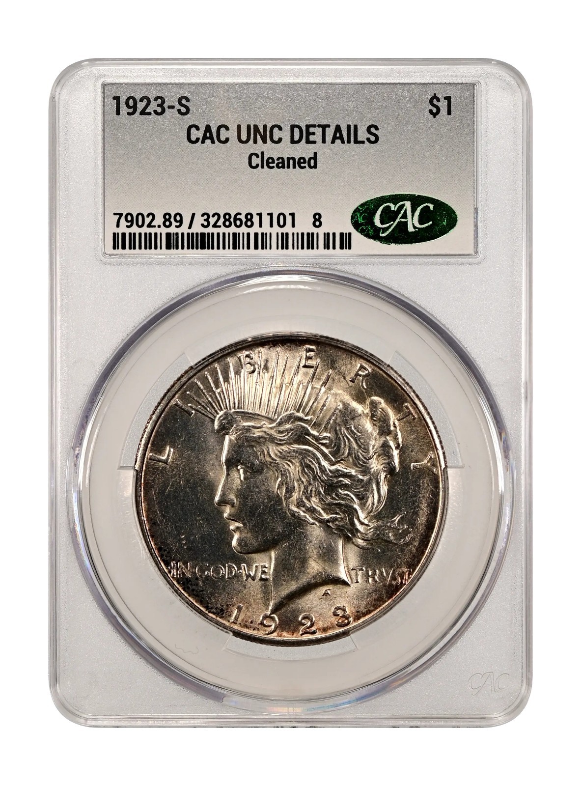 1923-S $1 Peace Silver Dollar CAC Unc Details CACG 1261