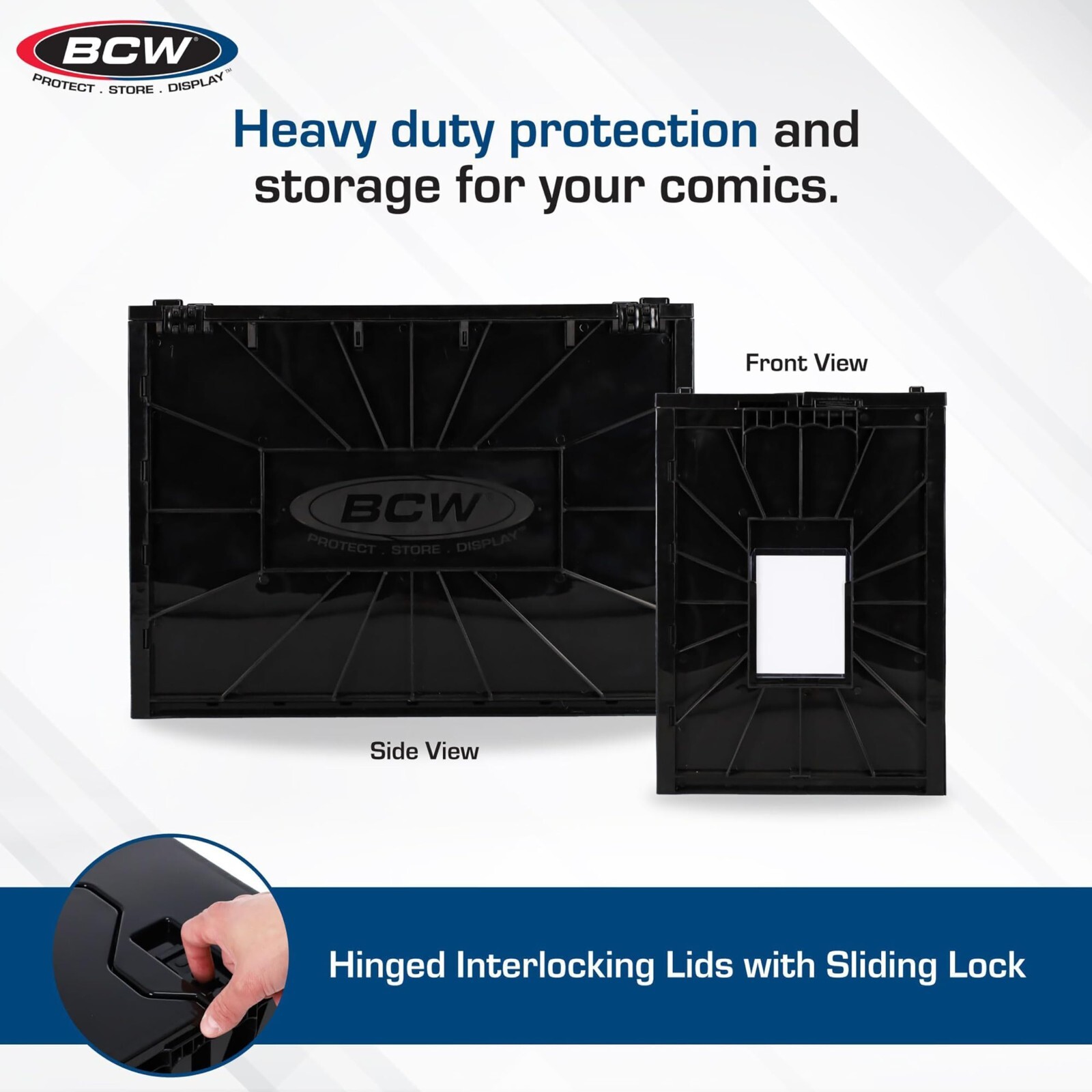 BLACK SHORT COMIC BOOK BIN Plastic Storage Box One Partition Comics Protector