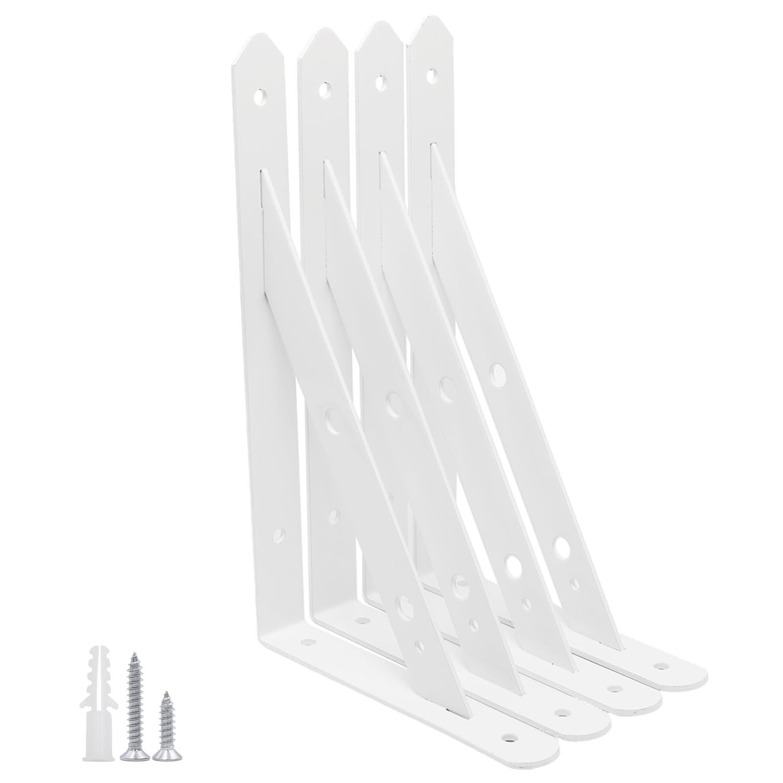 4 PCS White 10 Inch Heavy Duty Floating Shelf L Brackets Wall Mount Metal