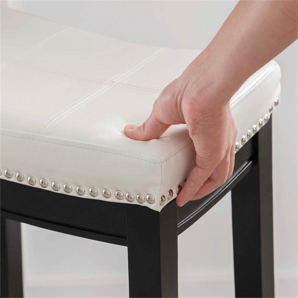 Hawthorne Collections 26" Transitional Wood/Faux Leather Counter Stool in White