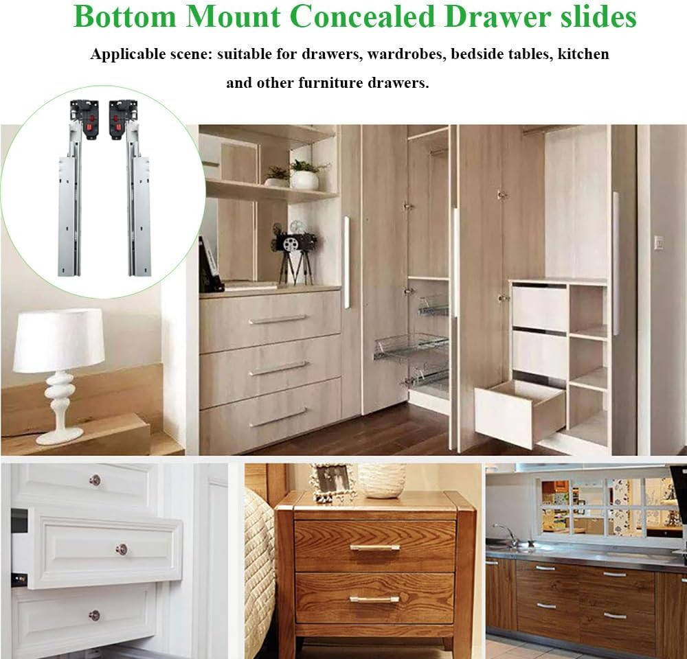 6 Pair 14 Inch (350Mm) Soft Close Undermount Drawer Slides,100Lb Load Capacity F