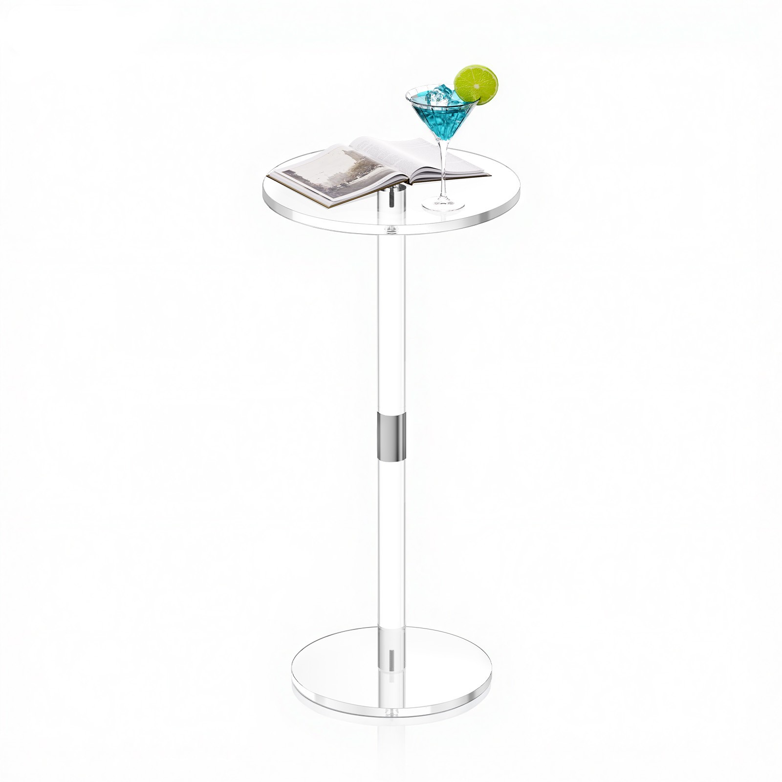 VEVOR Acrylic Drink Table Clear Cake Table Stand with Solid Post End Round Table