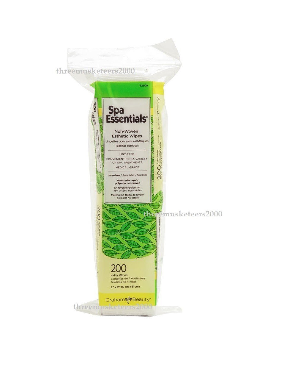 Graham Spa Essentials 2x2 Non-Woven Esthetic Make-Up Wipes, 200 Count 52508