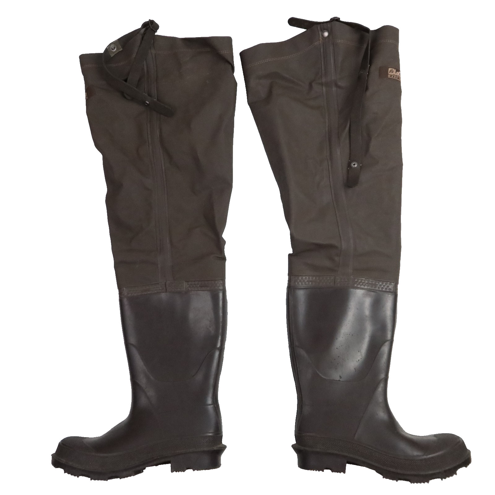 Vintage LaCrosse Hip Waders Boots Mens 9.5 Brown Calf Harness Fishing Hunting