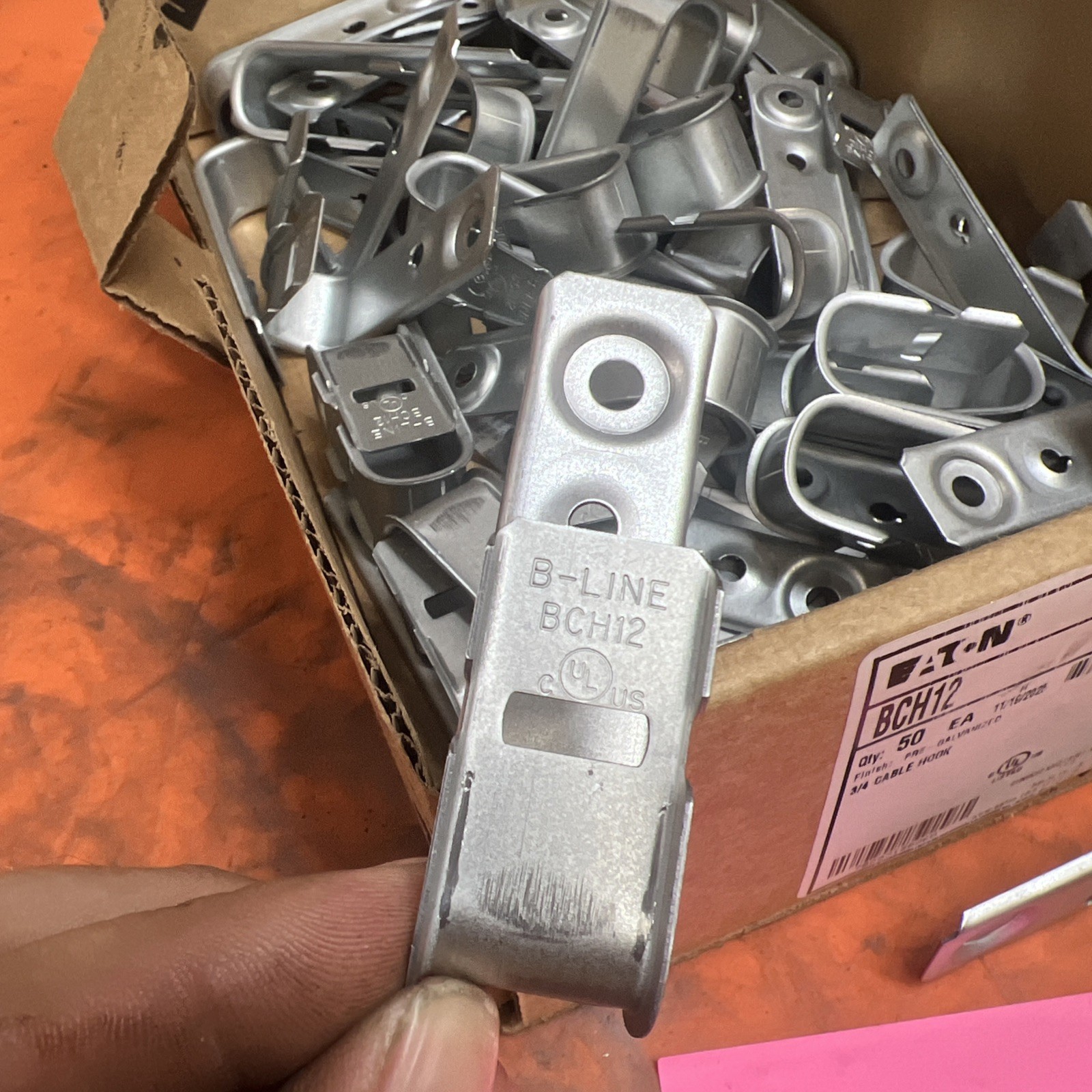 (50) 3/4” J Hook Cat12 BCH12 Eaton B-Line Data Low Voltage Cable Hooks .75" ED4U
