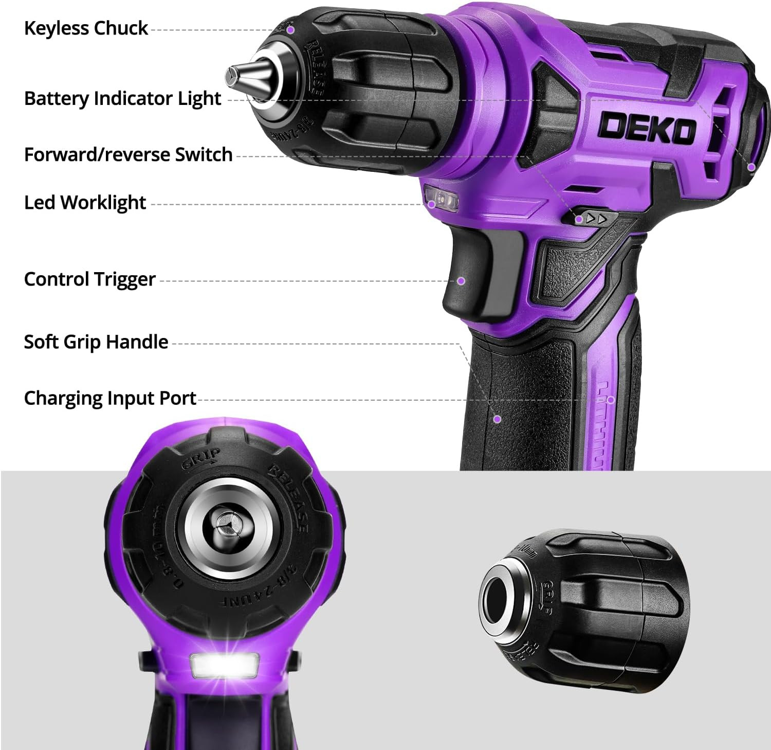 Tool Set: Tool Kit with 8V Cordless Drill, Hand Toolbox with Storage Case, Tool