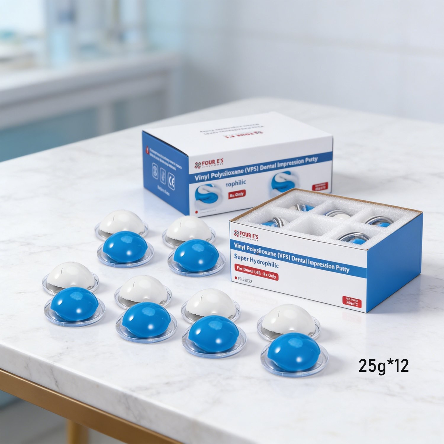 12x25g New Dental Putty Fast Set PVS VPS Impression Silicon Material Mint Base A