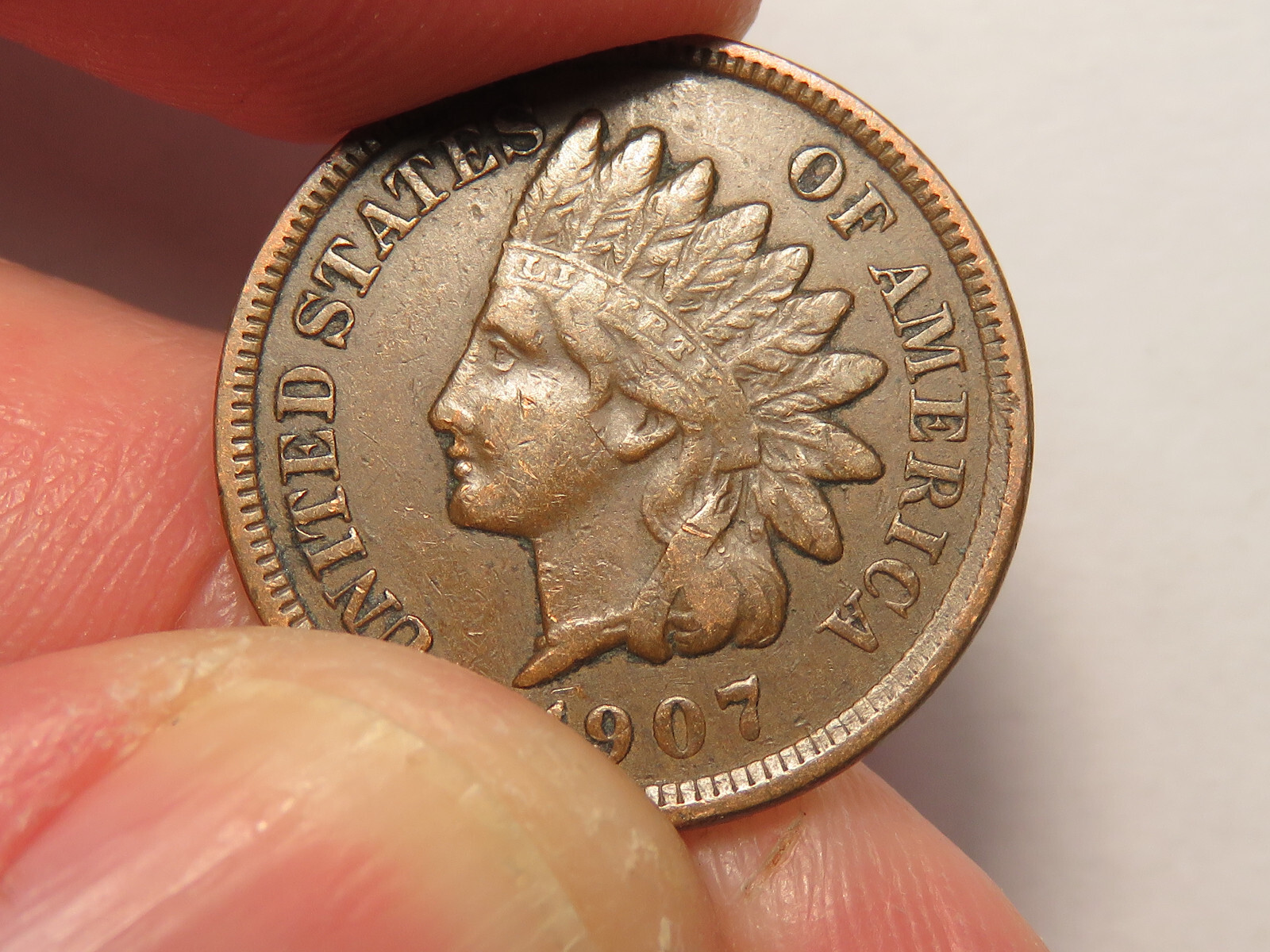 1907 Indian Cent, VF/XF
