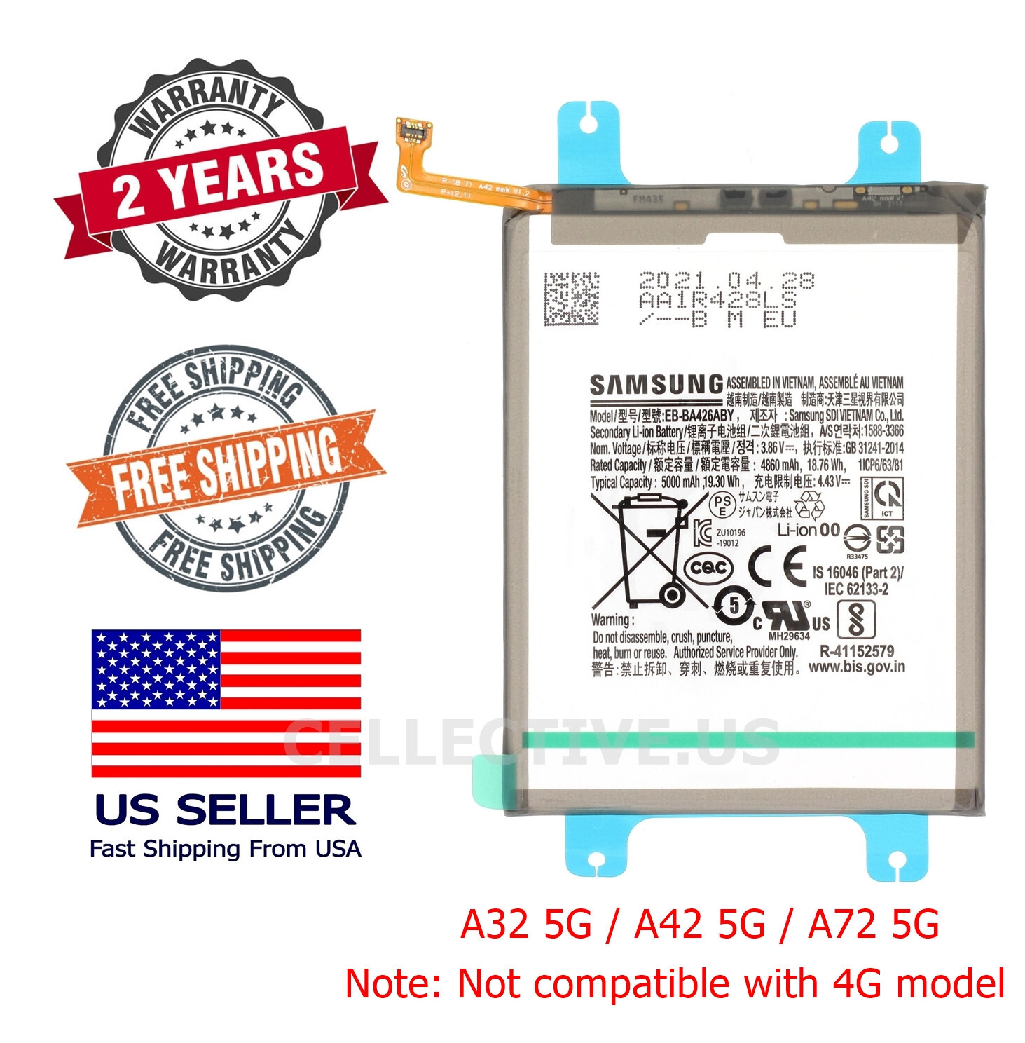 New OEM Samsung Galaxy A32 5G / A42 5G A426 / A72 5G A725 EB-BA426ABY Battery