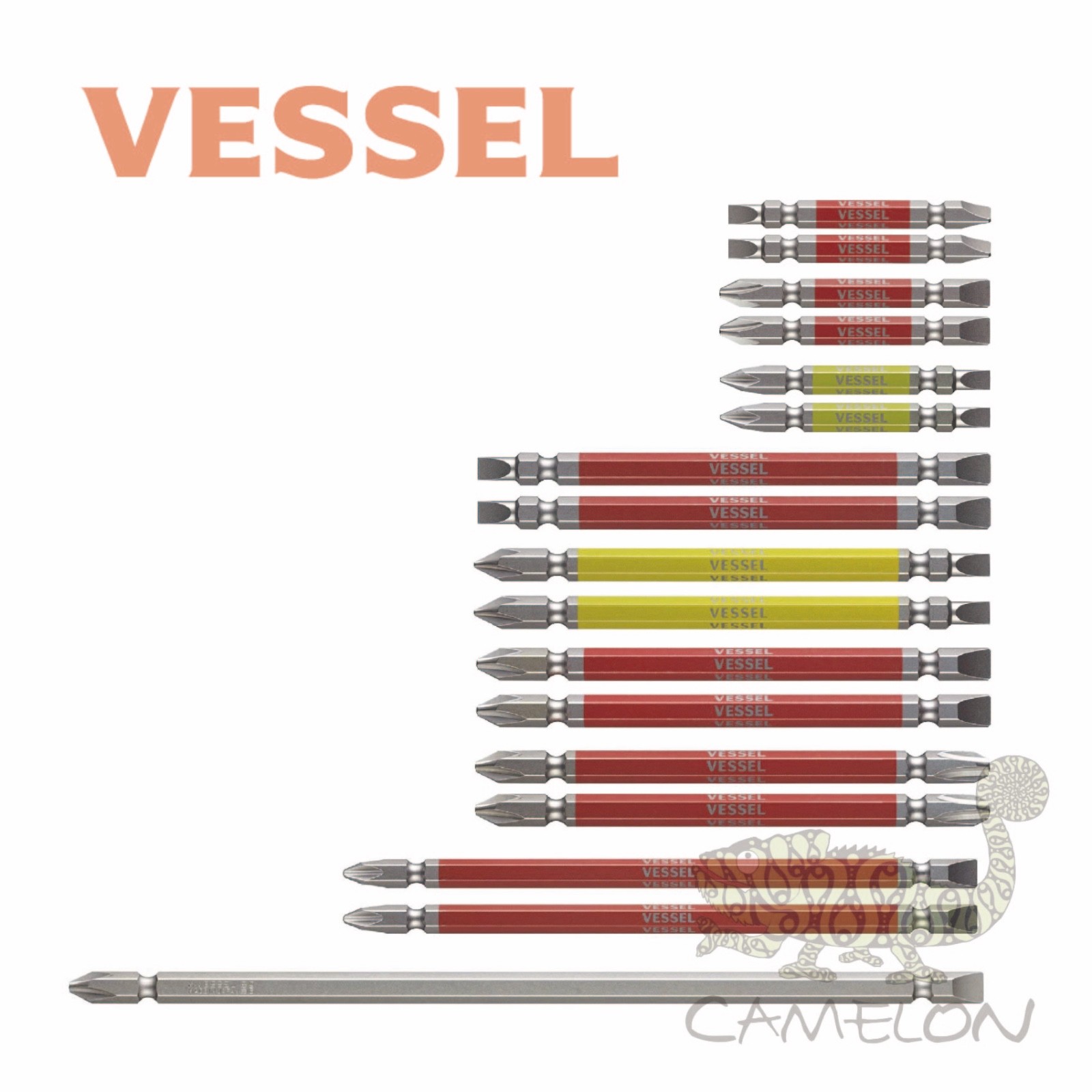 VESSEL GOSAI Color Coded Driver Bit No.GS14 +1,+2,-5,-6 65-200mm 1,2 pcs Japan