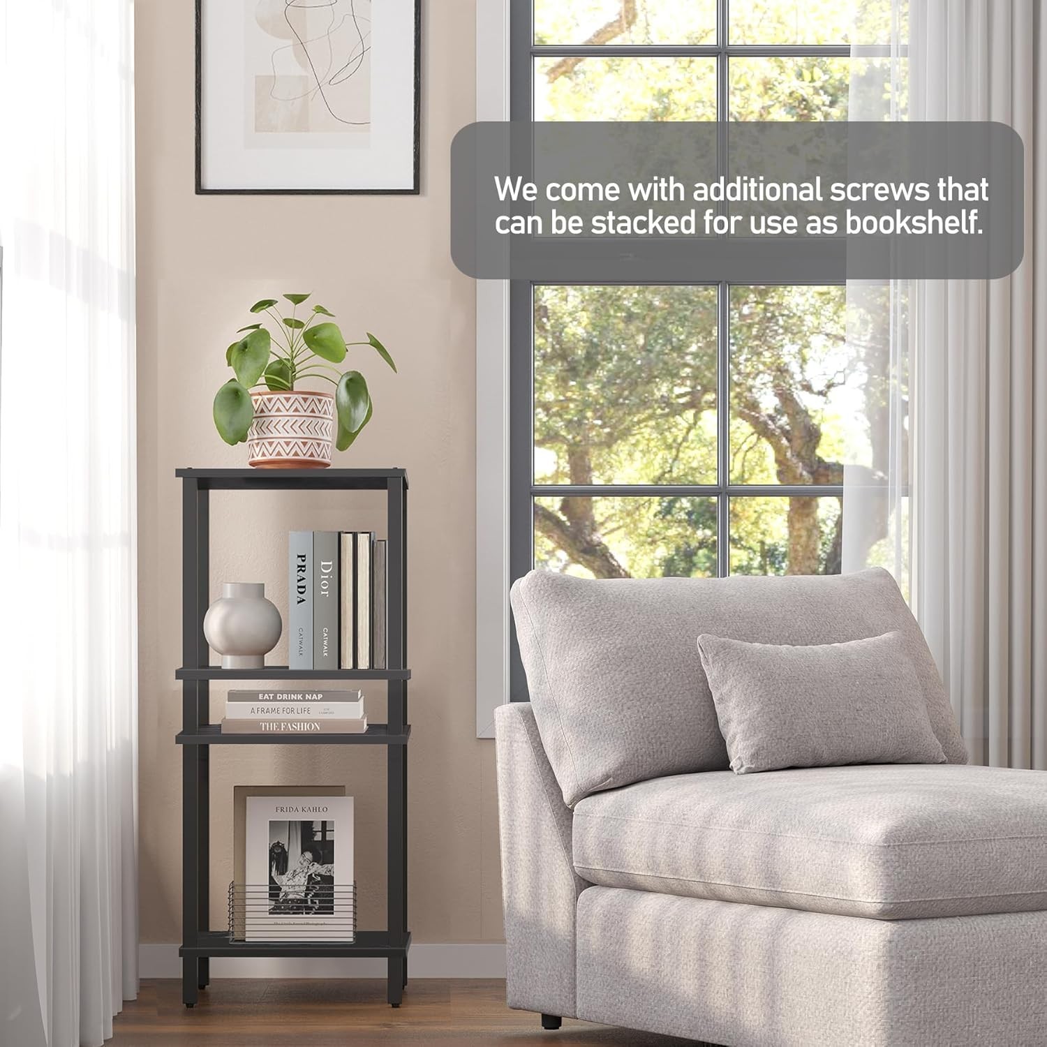 End Table Side Table Nightstand 2-Tier Storage Shelf Sofa Side Table Small Space