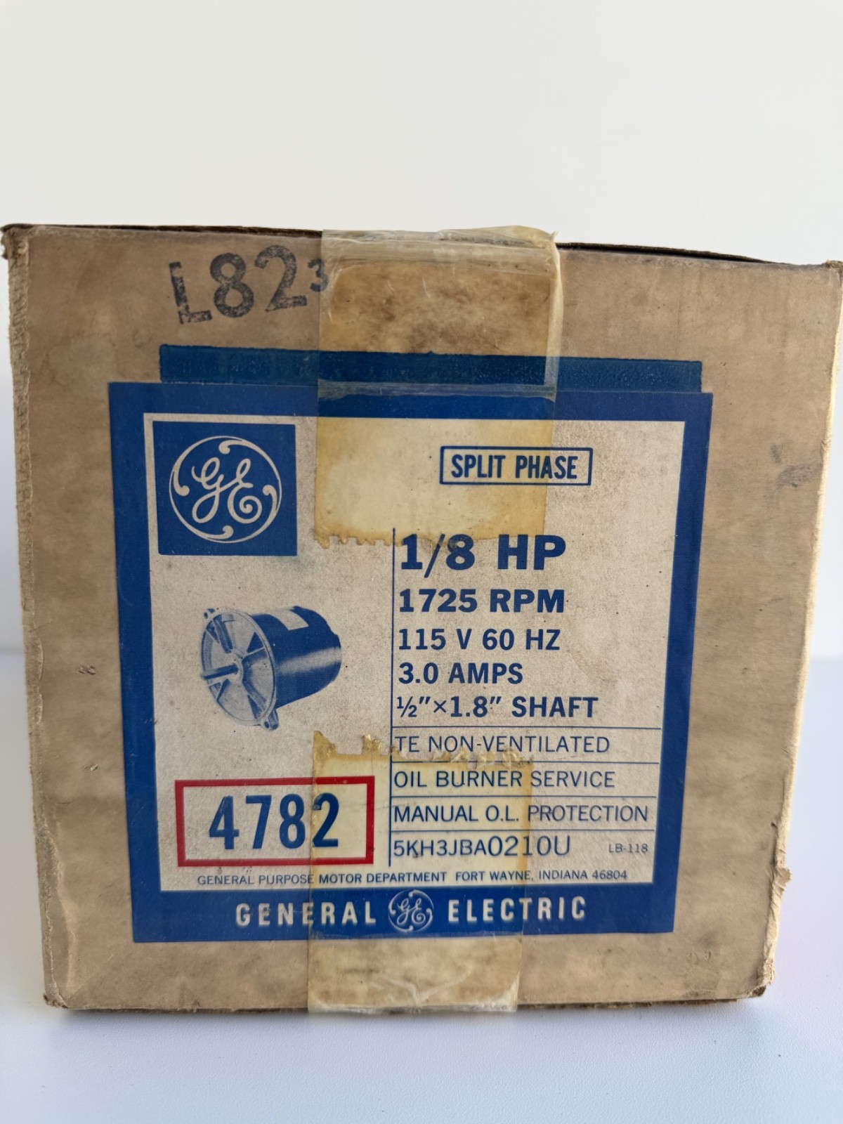 GE 4782 Industrial Control Systems, 5KH39BN5017BU, 1/8 HP 1725 RPM  115V MOTOR