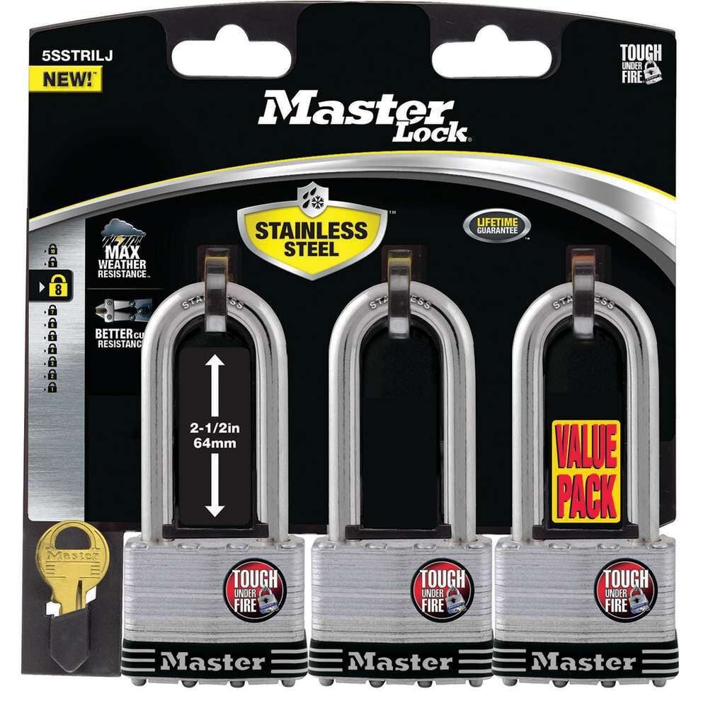 Master Lock Padlock 2In Laminated Stainless Steel 4 Pin Cylinder 3Pk