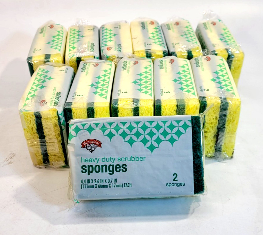Hannaford Heavy Duty Scrubber Sponges 2-Pack Lot of 12 (24 Sponges Total)
