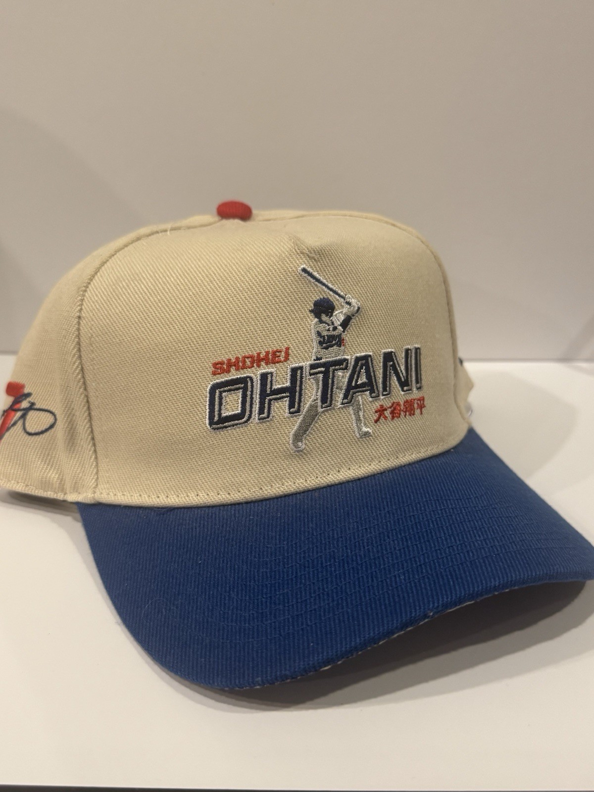 Shohei Ohtani LA Dodgers Beige Blue Snapback Baseball Hat Embroidered