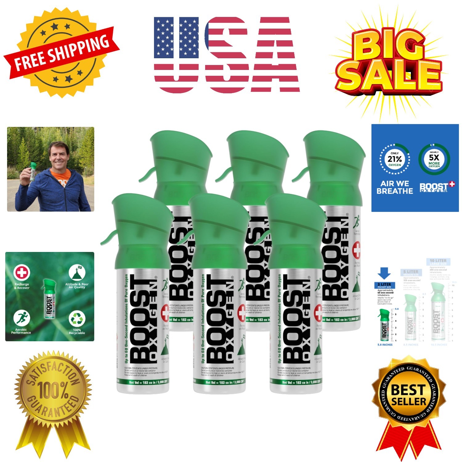 Pocket Size Natural 3L Canister | Respiratory Support for Aerobic Recovery, A...