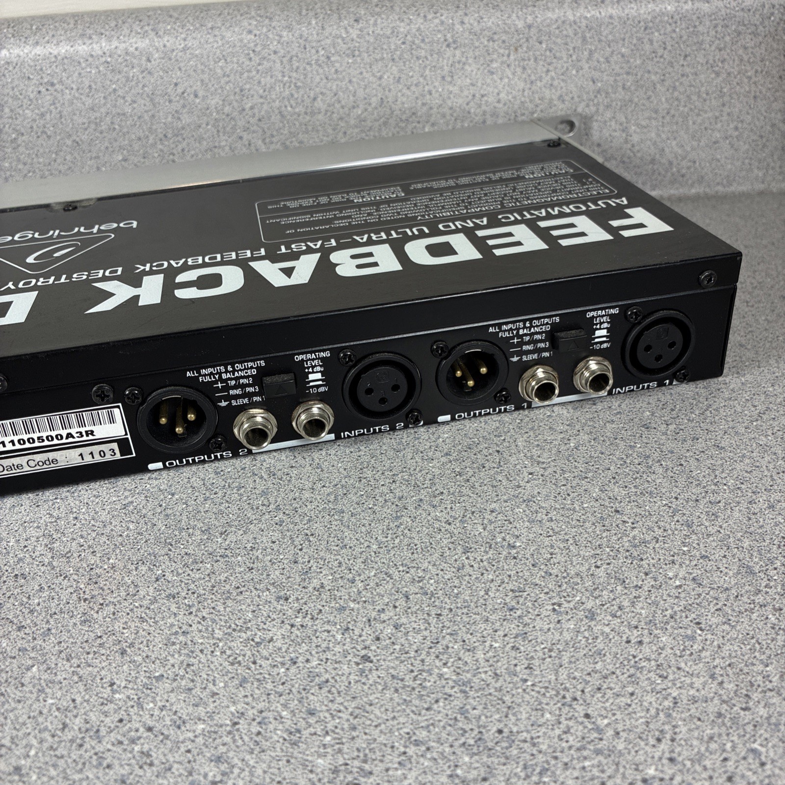 Behringer Feedback Destroyer FBQ1000 Rack Mount Parametric Equalizer Ultra Fast