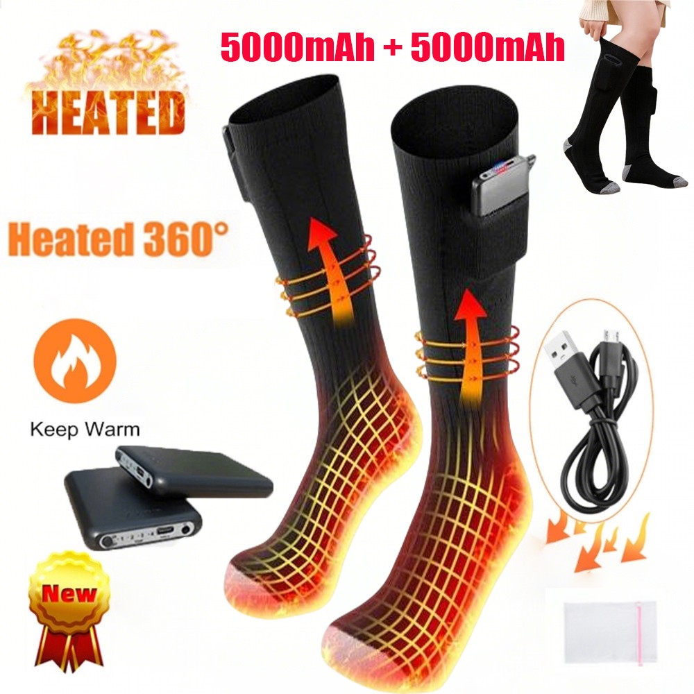 Electric Heated Socks Rechargeable Battery Winter Warm Socks Foot Warmer Outdoor