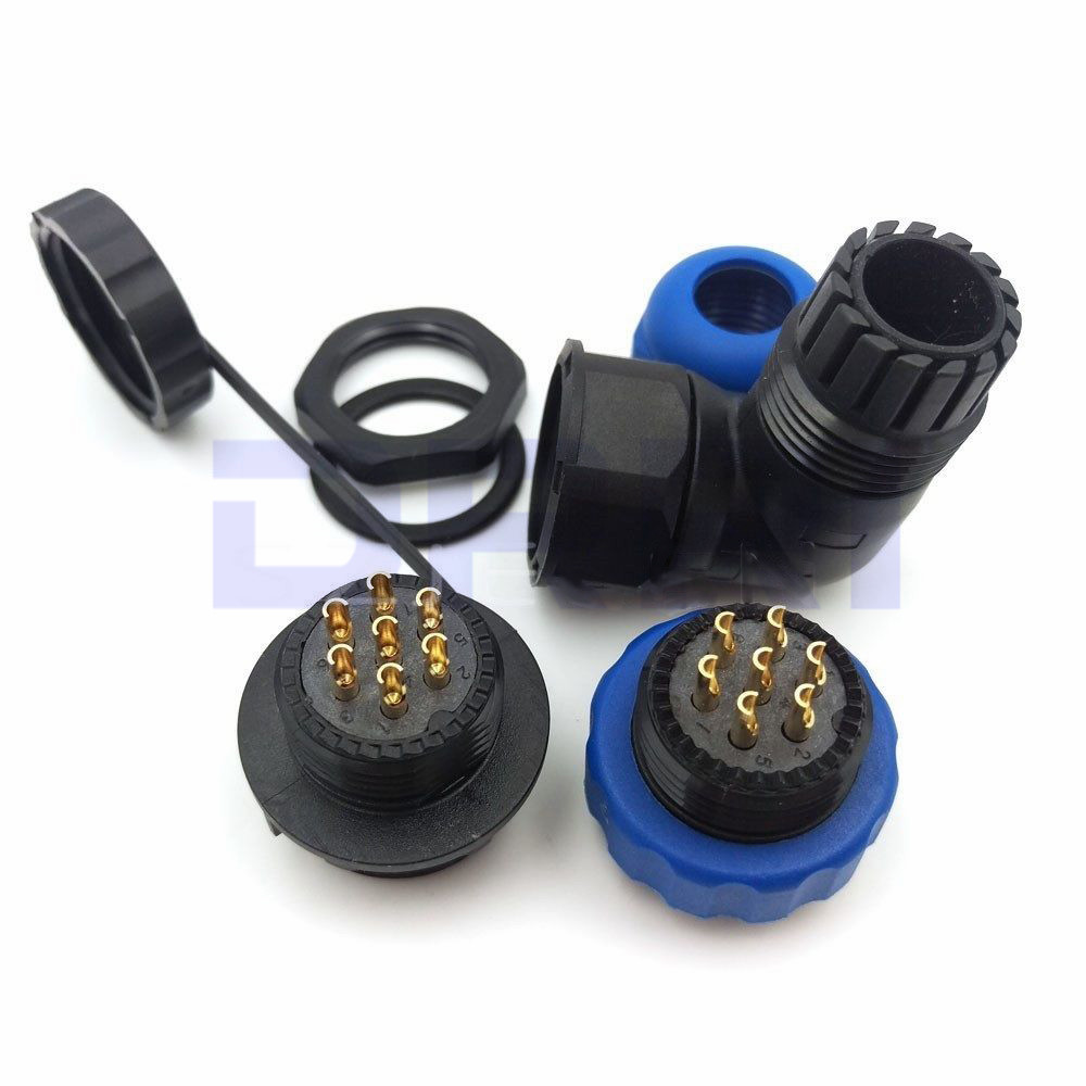 SD20TA-ZM 90 Degree Elbow IP67 7Pin Connector Male Female panel mount connector
