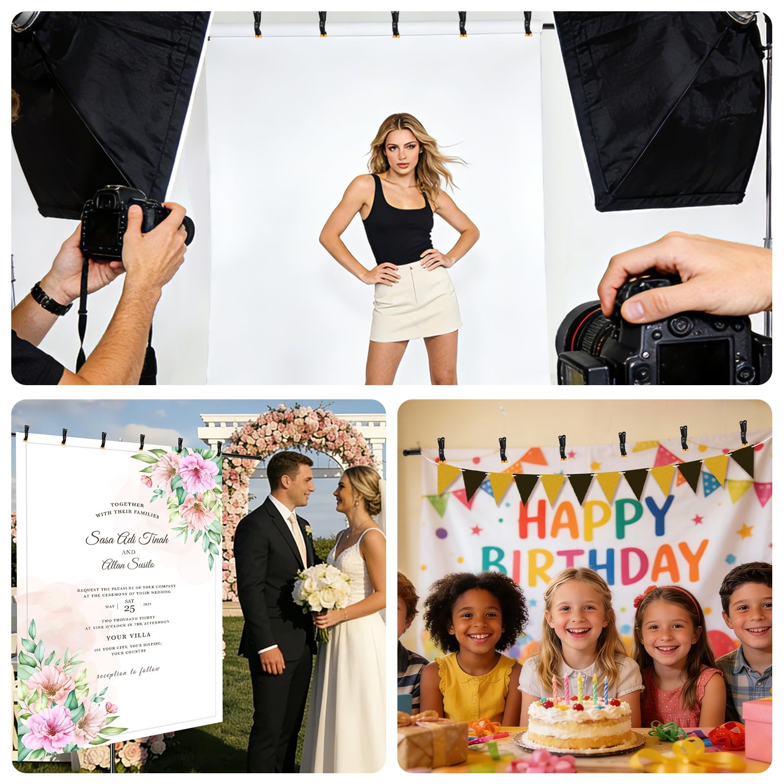 8 * 5FT Backdrop Stand, Metal Base Photo Studio Support System, Adjustable Ba...