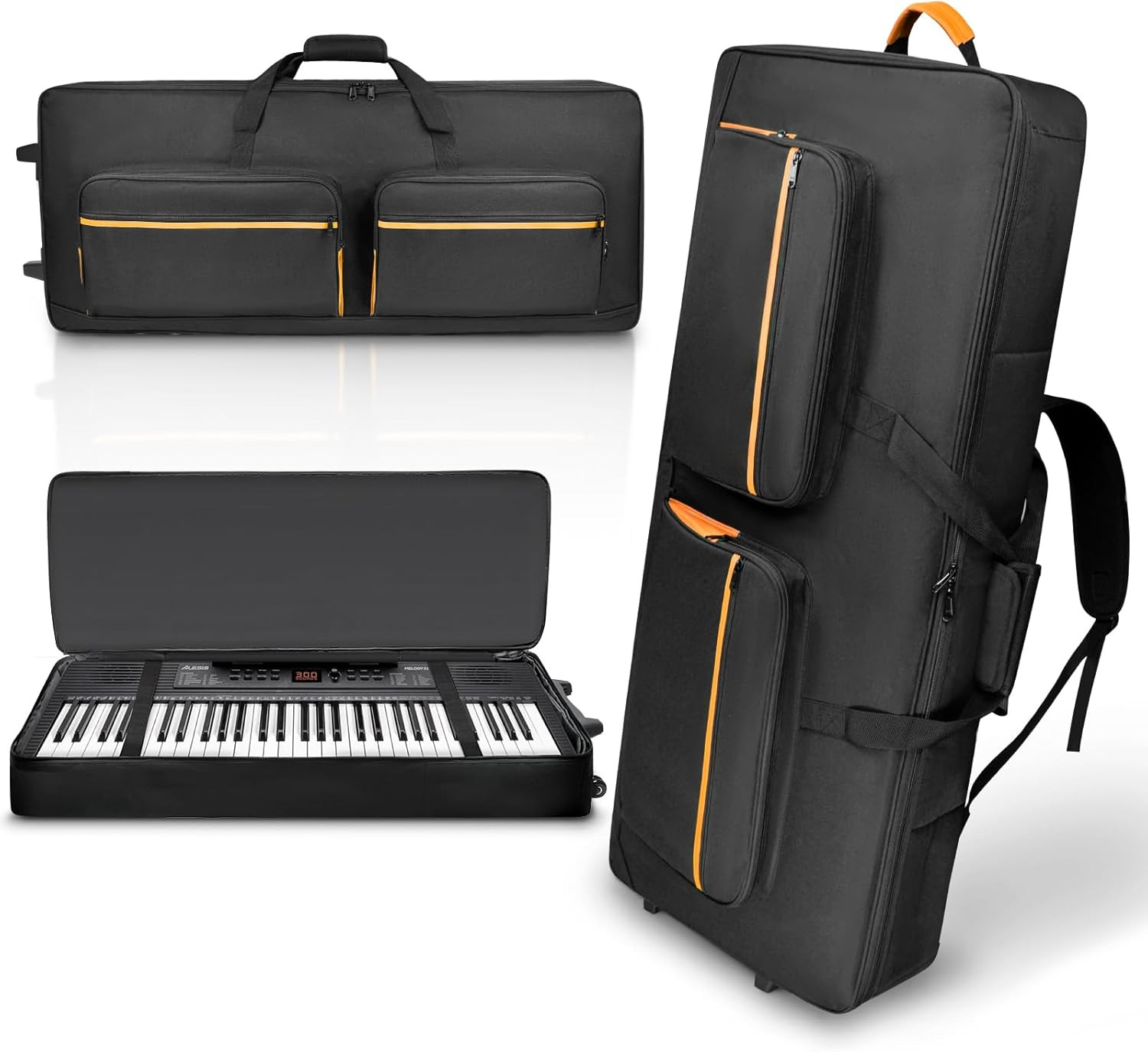 88-Key Keyboard Case with Wheels, 10Mm Thick Padded Gig Bag