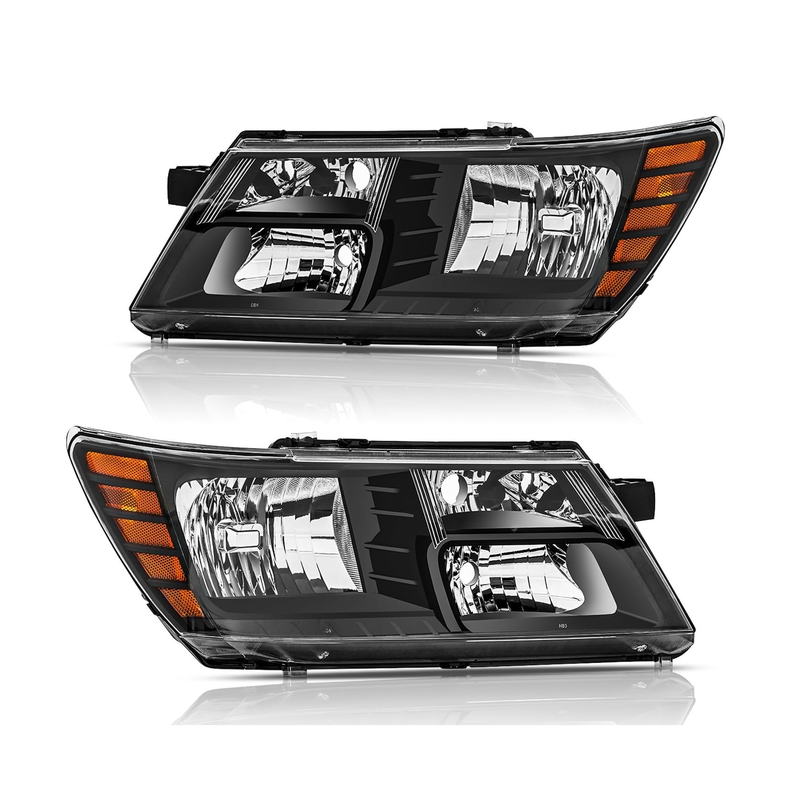 Headlights Assembly Pair for 2009-2020 Dodge Journey Halogen Headlamps Head l...