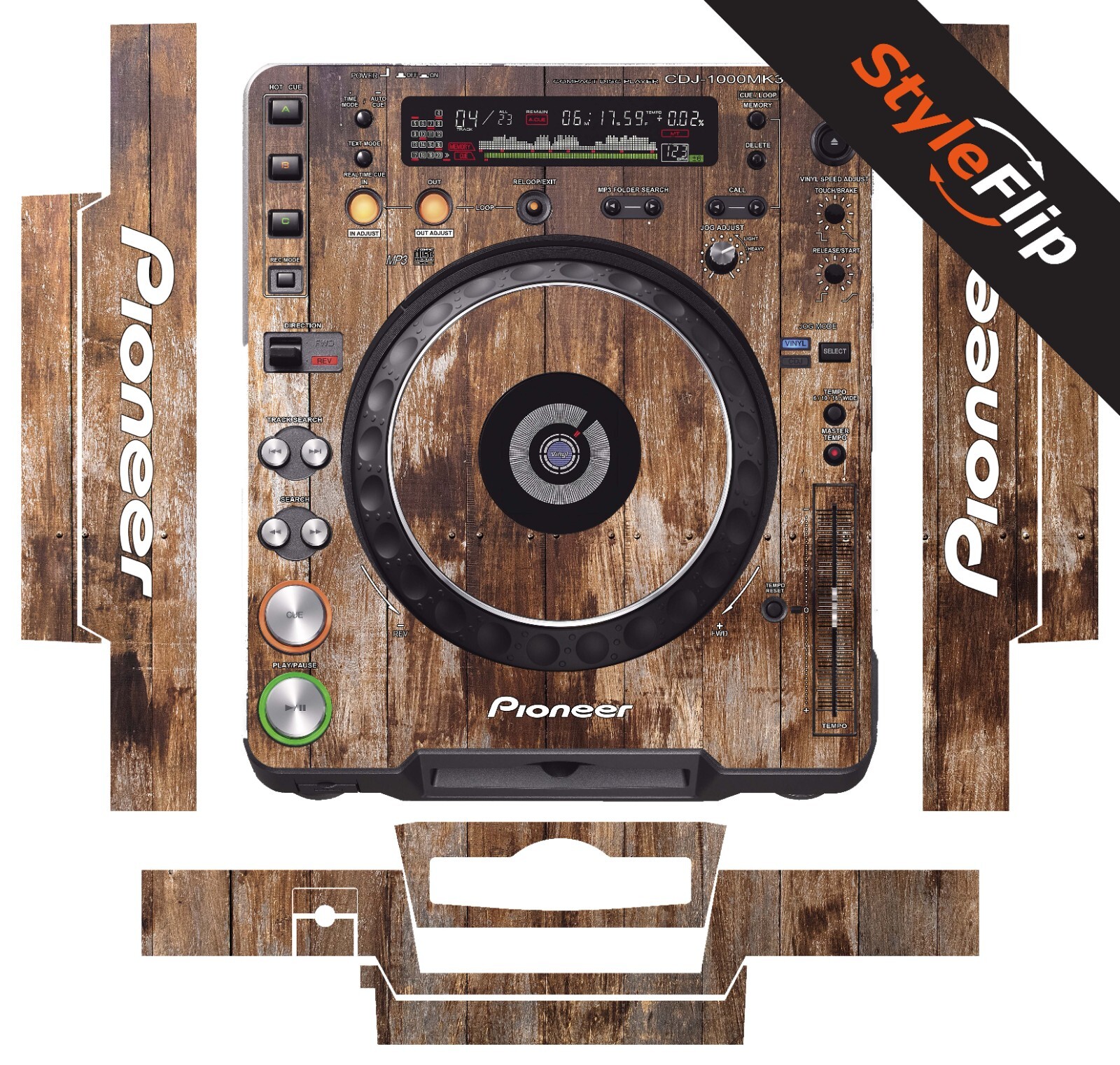 Pioneer CDJ-1000 MK3 | Wood 1 | Protective Decal | StyleFlip Skins