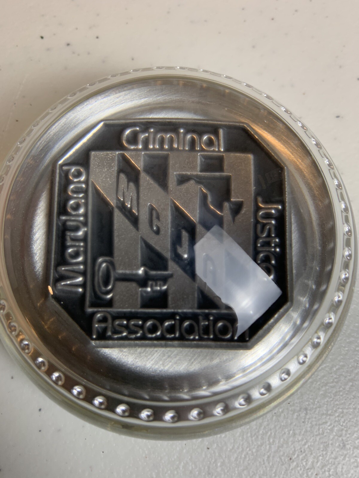 Chesapeake Pewter Maryland Criminal Justice Association Silvertone Paperweight