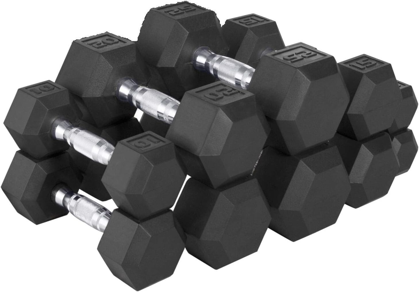 Single Rubber Coated Hex Dumbbell Hand Weight, 10/12/15/20/25/30/35/40/45/50lb #