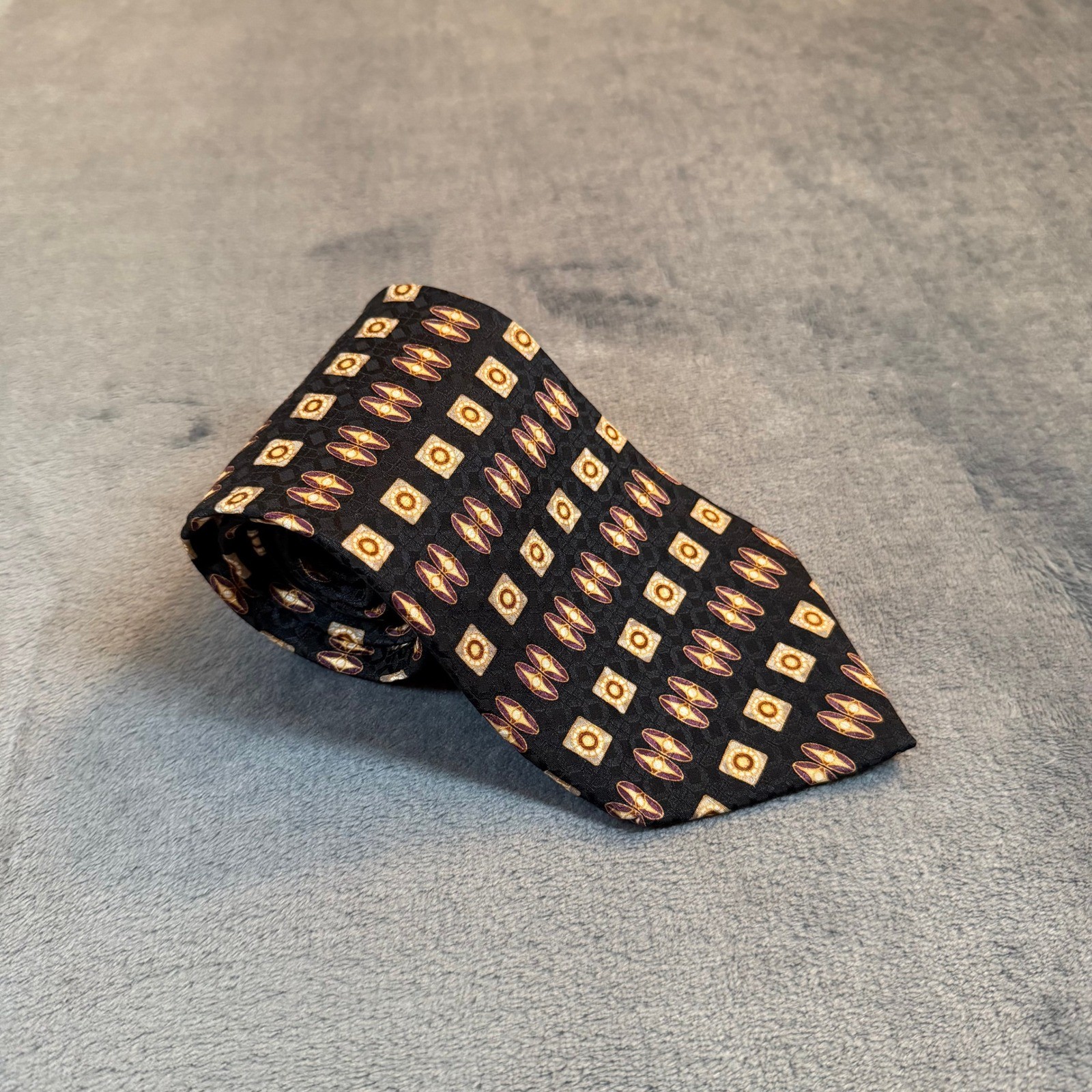 Nautica Geometric Medallion Necktie Mens One Size Black Silk Classic Tie