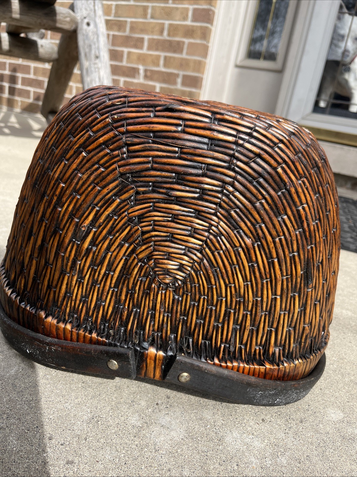 Antique Harvest Gathering Basket w/ Handle Buttocks Melon