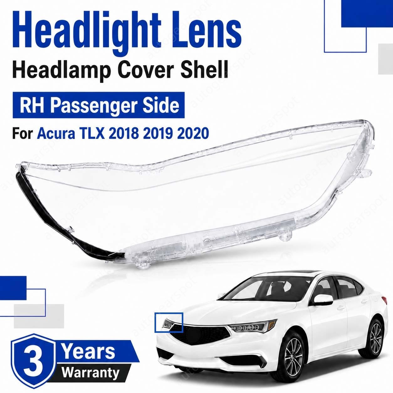 Right Fit For 2018-2019 2020 Acura TLX Headlight Lens Cover Shell Replacement