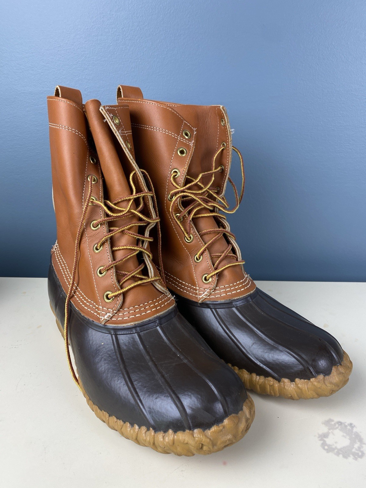 LL BEAN Duck Boots Mens 10 M Maine Hunting Shoe 10" Tall  Made In USA Clean