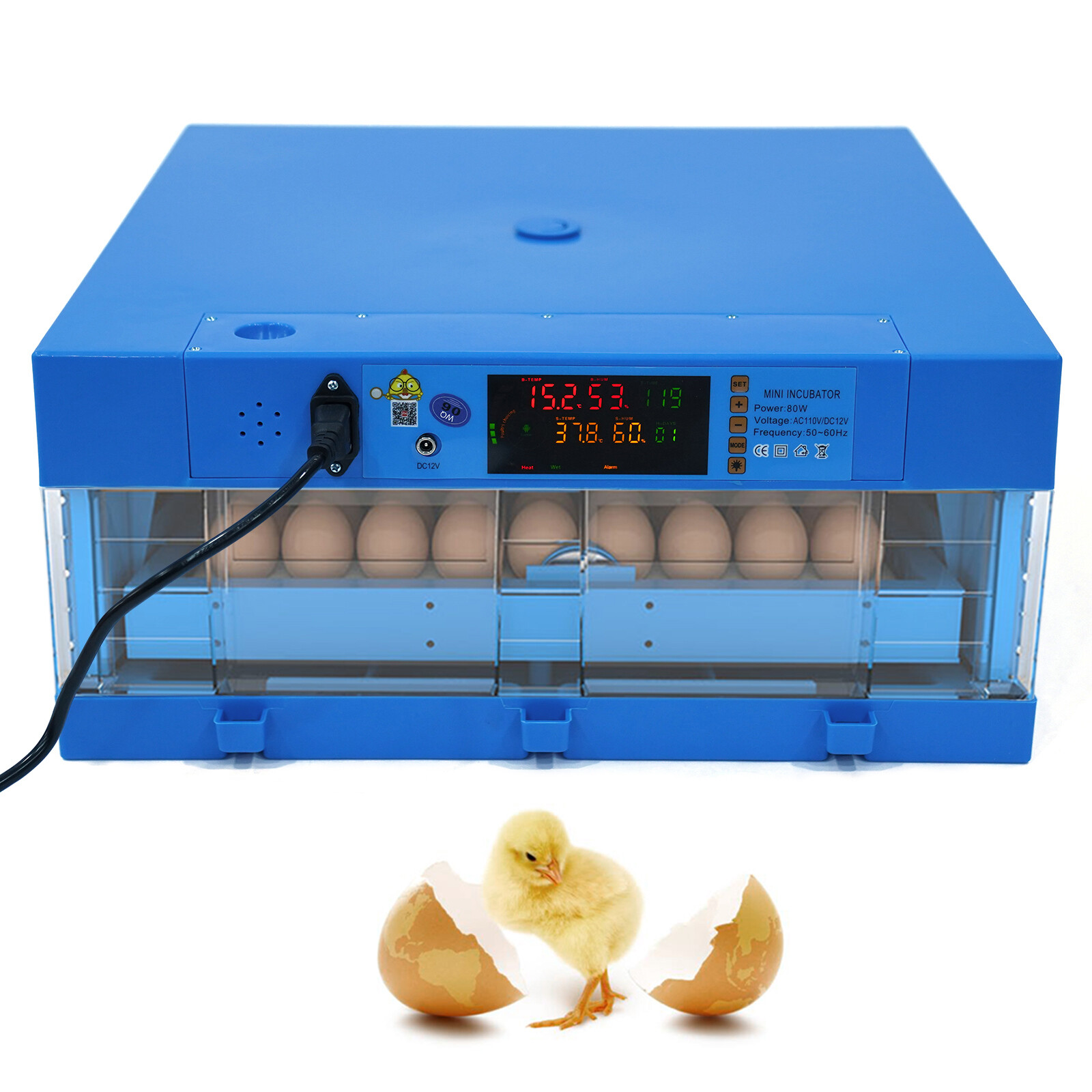 Digital 48 Egg Incubator Automatic Turning Humidity Control Chicken Duck Hatcher