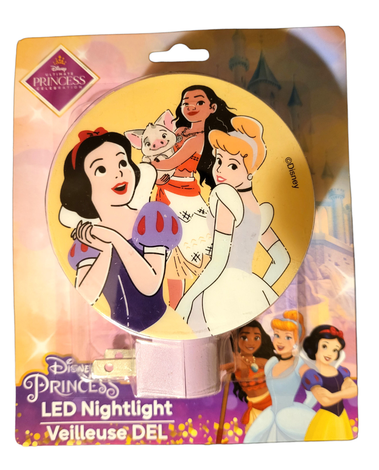 Peachtree  LED Night Light w/ Manuel On/Off Switch - New - Disney Princesses