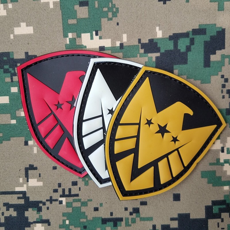 3PCS 3D PVC S.H.I.E.L.D. BADGE U.S. SHIELD GLOW IN DARK RUBBER HOOK LOOP PATCH