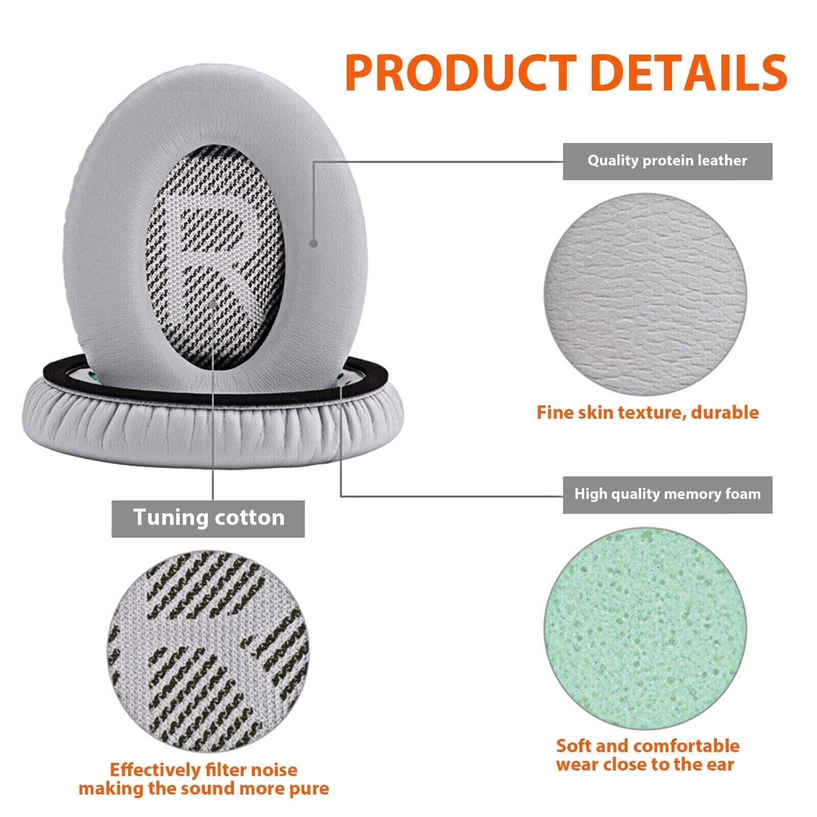 Ear Pads for Bose QuietComfort QC35 I II Headphones Replacement Soft Cushion