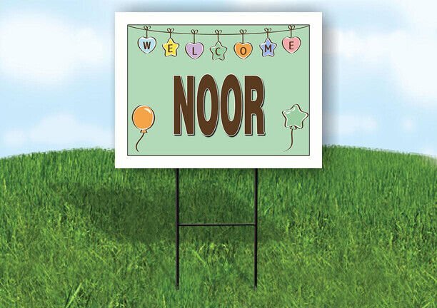 NOOR WELCOME BABY GREEN  18 in x 24 in Yard Sign Road Sign with Stand