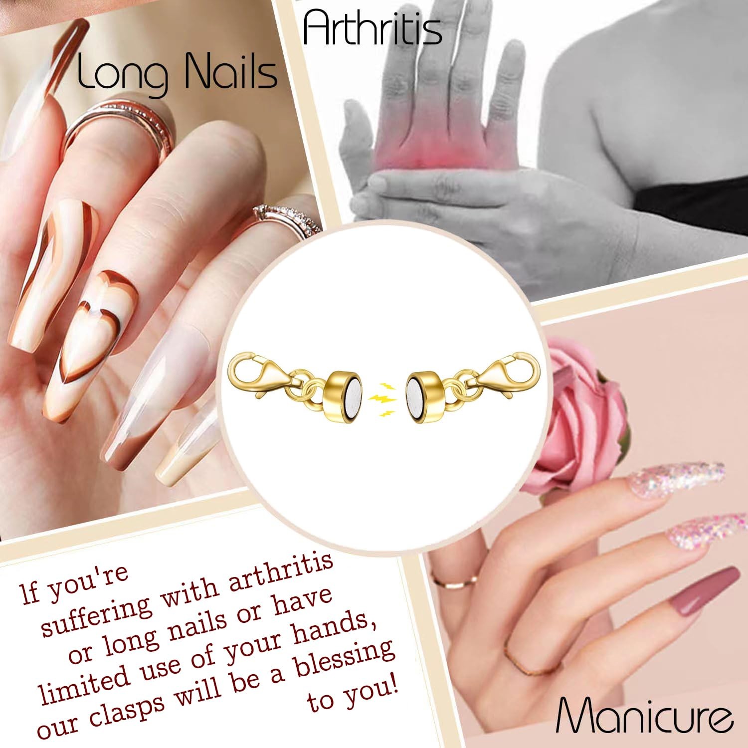 OHINGLT Magnetic Necklace Clasps and Closures with Double Lobster, Extra Strong